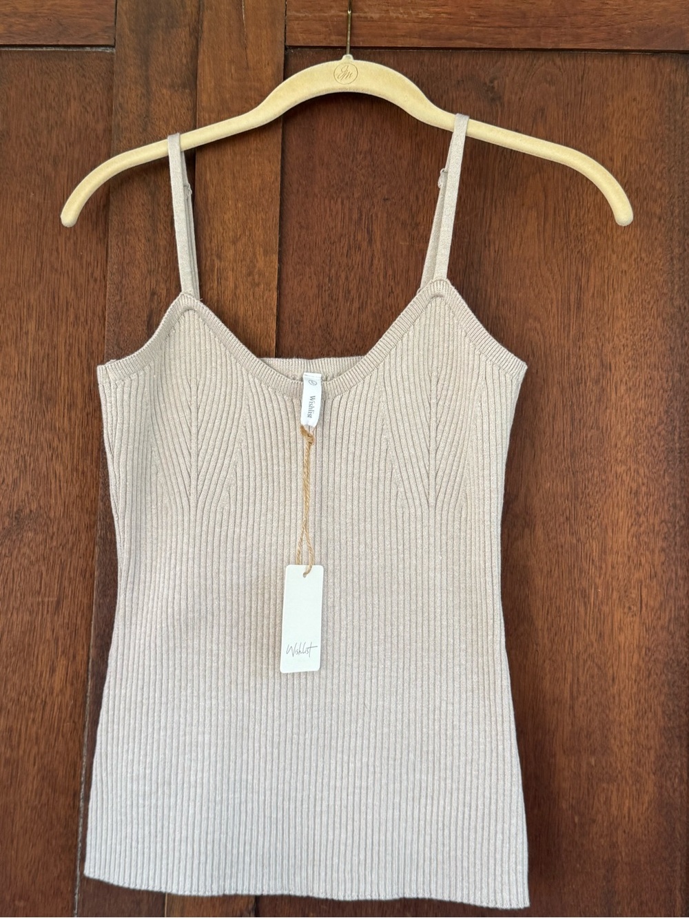 Wishlist Ribbed Knit Cami Tank Top in Light Beige